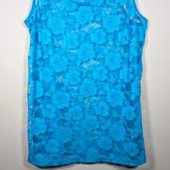 Derek Heart Plus Racerback Turqouise Stretch Lace Tank Sz: 2X - Picture 7 of 16